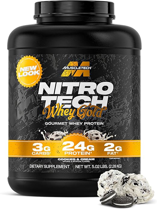 Muscletech Whey Protein Powder (Cookies & Cream, 5LB) - Nitro-Tech Whey Protein Isolate Smoothie Mix