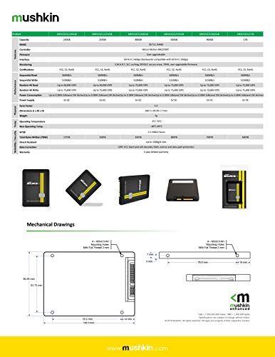 Mushkin Source II   1TB Internal Solid State Drive  SSD    2 5 Inch   SATA III   6Gb/s   3D Vertical TLC   7mm  MKNSSDS21TB 