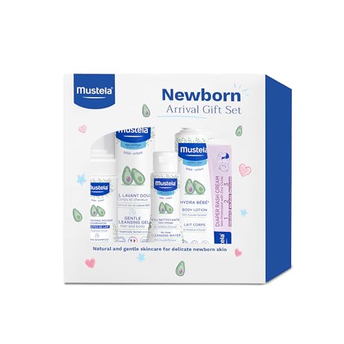 Mustela Newborn Arrival Gift Set   Baby Skincare & Bath Time Essentials   Natural & Plant Based   5 Items Set