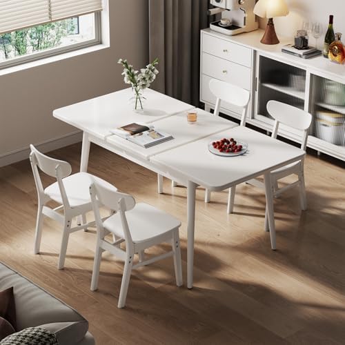 Muwuele Solid Wood Extendable Dining Table for 4 8 People with Seamless Extension from 47 2 to 63 Inches  Easy Assembly  Expandable Tables for Small Spaces  Dining Room  Kitchen  Living Room  Natural