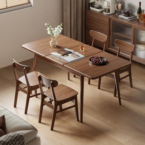 Muwuele Solid Wood Extendable Dining Table for 4 8 People with Seamless Extension from 47 2 to 63 Inches  Easy Assembly  Expandable Tables for Small Spaces  Dining Room  Kitchen  Living Room  Natural