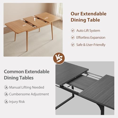 Muwuele Solid Wood Extendable Dining Table for 4 8 People with Seamless Extension from 47 2 to 63 Inches  Easy Assembly  Expandable Tables for Small Spaces  Dining Room  Kitchen  Living Room  Natural