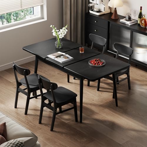 Muwuele Solid Wood Extendable Dining Table for 4 8 People with Seamless Extension from 47 2 to 63 Inches  Easy Assembly  Expandable Tables for Small Spaces  Dining Room  Kitchen  Living Room  Natural