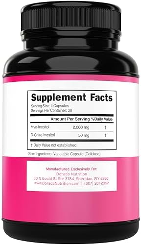 Myo Inositol & D Chiro Inositol Supplement For Women  120 Capsules  2050mg Per Serving Ideal 40 1 Ratio Myo Inositol  Hormone Balance for Women   Third Party Tested  Vegan Safe & USA Made   120 Count