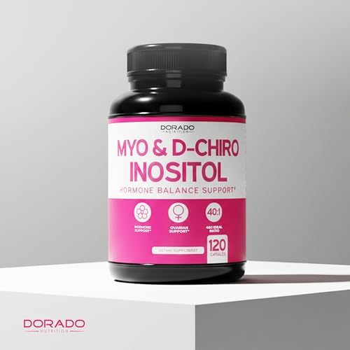 Myo Inositol & D Chiro Inositol Supplement For Women  120 Capsules  2050mg Per Serving Ideal 40 1 Ratio Myo Inositol  Hormone Balance for Women   Third Party Tested  Vegan Safe & USA Made   120 Count