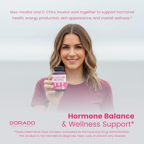 Myo Inositol & D Chiro Inositol Supplement For Women  120 Capsules  2050mg Per Serving Ideal 40 1 Ratio Myo Inositol  Hormone Balance for Women   Third Party Tested  Vegan Safe & USA Made   120 Count