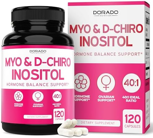 Myo Inositol & D Chiro Inositol Supplement For Women  120 Capsules  2050mg Per Serving Ideal 40 1 Ratio Myo Inositol  Hormone Balance for Women   Third Party Tested  Vegan Safe & USA Made   120 Count