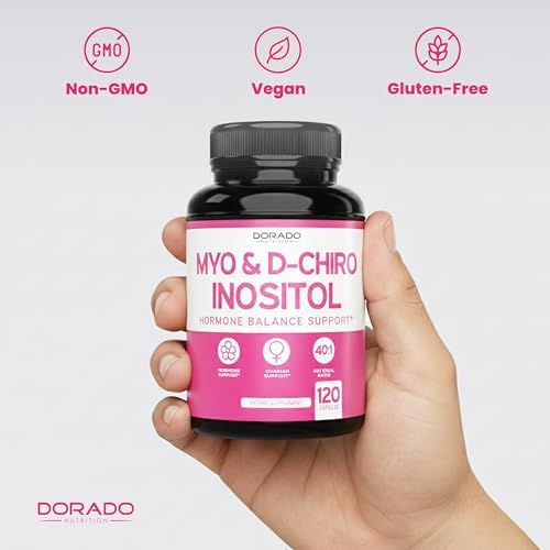 Myo Inositol & D Chiro Inositol Supplement For Women  120 Capsules  2050mg Per Serving Ideal 40 1 Ratio Myo Inositol  Hormone Balance for Women   Third Party Tested  Vegan Safe & USA Made   120 Count