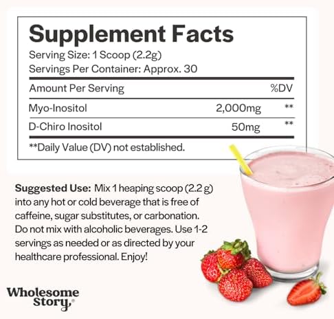 Myo Inositol & D Chiro Inositol Supplement Powder for Women   Hormonal Balance & Healthy Ovarian Function Support   Vitamin B8   Great Alternative to Capsules   40 1 Ratio   30 Servings