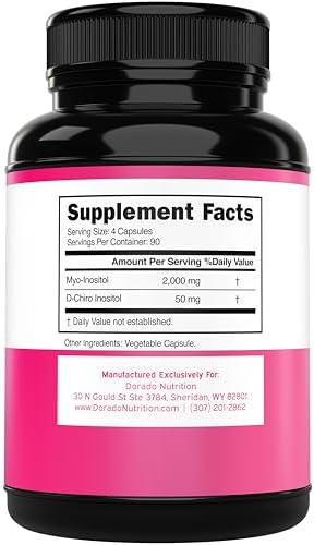 Myo Inositol & D Chiro Inositol Supplement For Women  360 Capsules  2050mg Per Serving Ideal 40 1 Ratio Myo Inositol  Hormone Balance for Women   Third Party Tested  Vegan Safe & USA Made   360 Count