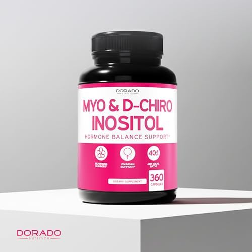 Myo Inositol & D Chiro Inositol Supplement For Women  360 Capsules  2050mg Per Serving Ideal 40 1 Ratio Myo Inositol  Hormone Balance for Women   Third Party Tested  Vegan Safe & USA Made   360 Count
