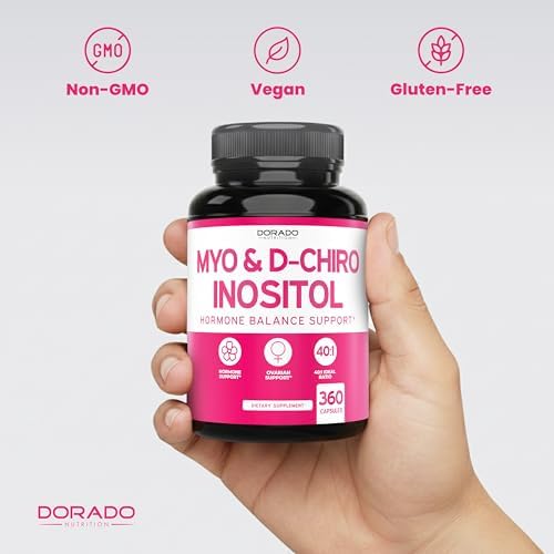Myo Inositol & D Chiro Inositol Supplement For Women  360 Capsules  2050mg Per Serving Ideal 40 1 Ratio Myo Inositol  Hormone Balance for Women   Third Party Tested  Vegan Safe & USA Made   360 Count