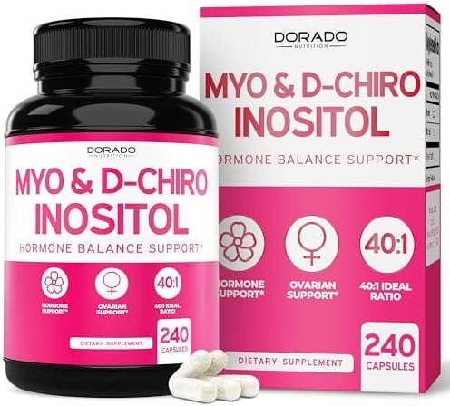 Myo Inositol & D Chiro Inositol Supplement For Women  360 Capsules  2050mg Per Serving Ideal 40 1 Ratio Myo Inositol  Hormone Balance for Women   Third Party Tested  Vegan Safe & USA Made   360 Count