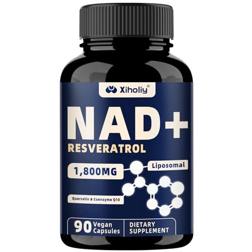 NAD Resveratrol Supplement  Liposomal NAD  Capsules 1800mg with Quercetin & CoQ10  NAD Plus Booster Supplement for Men & Women  Cognitive Function Health  Cell Energy & Healthy Aging  90 Capsules