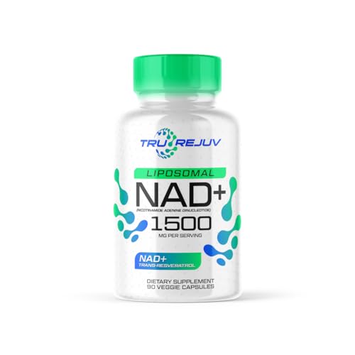 Suplemento NAD de 1500 mg - NAD+ liposomal con resveratrol trans, suplemento alternativo NAD Plus que aumenta la NMNH - Apoya la salud celular, la resistencia y el envejecimiento saludable