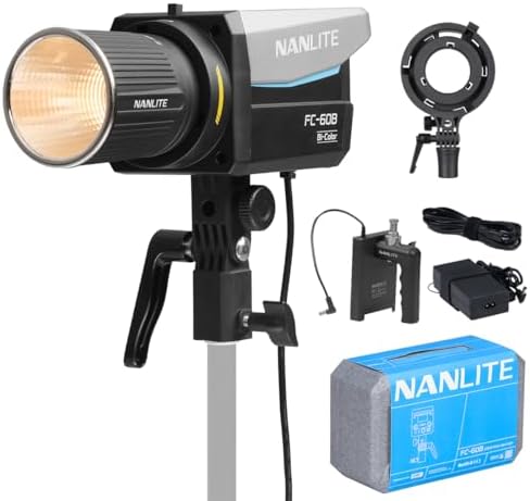 NANLITE FC 60B LED Video Light 2700K 6500K 78W Bowens Mount Continuous Output Lighting AC/DC Power Support with APP Control  Bowens Adapter for Studio Photograpny/Video Recording