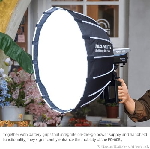 NANLITE FC 60B LED Video Light 2700K 6500K 78W Bowens Mount Continuous Output Lighting AC/DC Power Support with APP Control  Bowens Adapter for Studio Photograpny/Video Recording