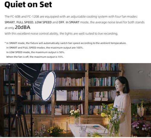 NANLITE FC 60B LED Video Light 2700K 6500K 78W Bowens Mount Continuous Output Lighting AC/DC Power Support with APP Control  Bowens Adapter for Studio Photograpny/Video Recording