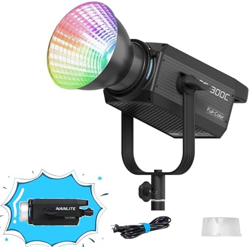NANLITE FS 300C 300W RGB LED Video Light 2700K 7500K Colour Temperature Ultra High Brightness  34 200 lux  1m  with Reflector   Wireless Control  Wide Compatibility for Studio Photography