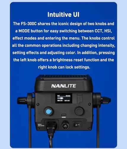 NANLITE FS 300C 300W RGB LED Video Light 2700K 7500K Colour Temperature Ultra High Brightness  34 200 lux  1m  with Reflector   Wireless Control  Wide Compatibility for Studio Photography