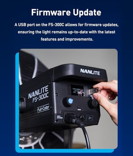 NANLITE FS 300C 300W RGB LED Video Light 2700K 7500K Colour Temperature Ultra High Brightness  34 200 lux  1m  with Reflector   Wireless Control  Wide Compatibility for Studio Photography