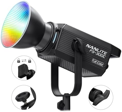NANLITE FS 300C 300w RGB Studio Spotlight  2700K 7500K  APP Control Led Video Light Bowens Mount for Photography  Videography Live Streamer Content Creation