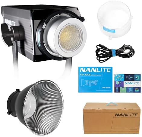 NANLITE FS 300C 300w RGB Studio Spotlight  2700K 7500K  APP Control Led Video Light Bowens Mount for Photography  Videography Live Streamer Content Creation