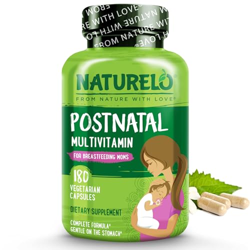 NATURELO Postnatal Multivitamin   Supplement for Breastfeeding Women   Plant Based Vitamin D  Folate  Gentle Iron   for Nursing Mother  Baby   Post Natal Lactation Support 180 Capsules