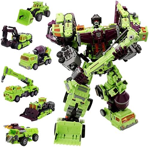 NBK Deformation Oversize Toys Robot Devastator Engineering Combiner 6 in 1 Action Figure Car Truck Model Gift for Kids Boys  Green 