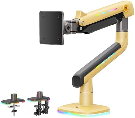NB Gaming Monitor Arm or for 32 to 60 Inches Screen  Load up to 20 kg  VESA 75/100  RGB Light  Heavy Duty  Multi Angle Adjustable  Premium Aluminum  White