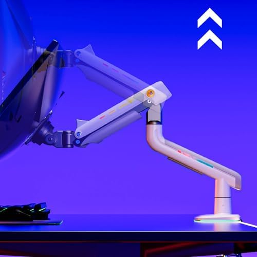 NB Gaming Monitor Arm or for 32 to 60 Inches Screen  Load up to 20 kg  VESA 75/100  RGB Light  Heavy Duty  Multi Angle Adjustable  Premium Aluminum  White