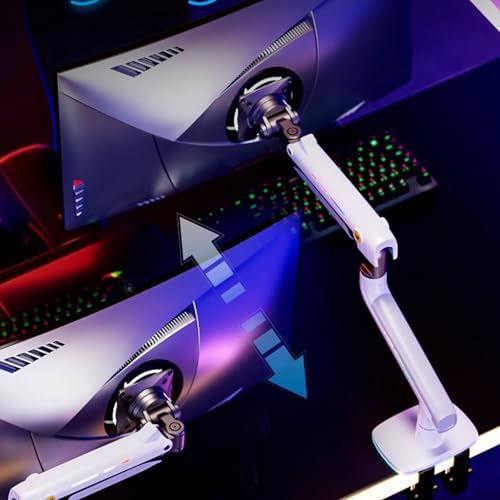 NB Gaming Monitor Arm or for 32 to 60 Inches Screen  Load up to 20 kg  VESA 75/100  RGB Light  Heavy Duty  Multi Angle Adjustable  Premium Aluminum  White