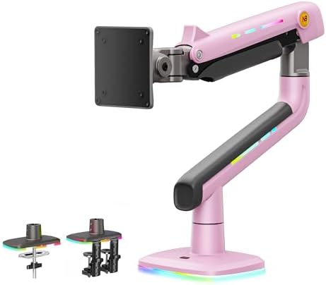 NB Gaming Monitor Arm or for 32 to 60 Inches Screen  Load up to 20 kg  VESA 75/100  RGB Light  Heavy Duty  Multi Angle Adjustable  Premium Aluminum  White