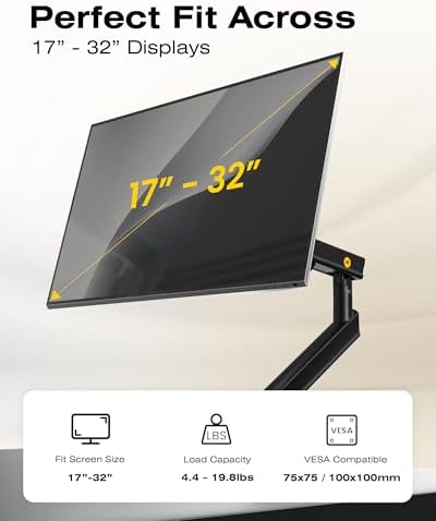 NB SmooVex  Monitor Mount  Monitor Stand fits up to 32 Inch  Mechanical Spring Mount  VESA 75/100 mm  Model A5 Black 