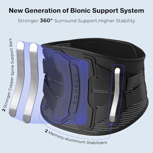 NEENCA Back Brace for Lower Back Pain Relief with Bionic Support System  Lumbar Support Belt for Women&Men with Lumbar Pad  Breathable 3D Knit Fabric for Herniated Disc  Sciatica  Scoliosis     Black
