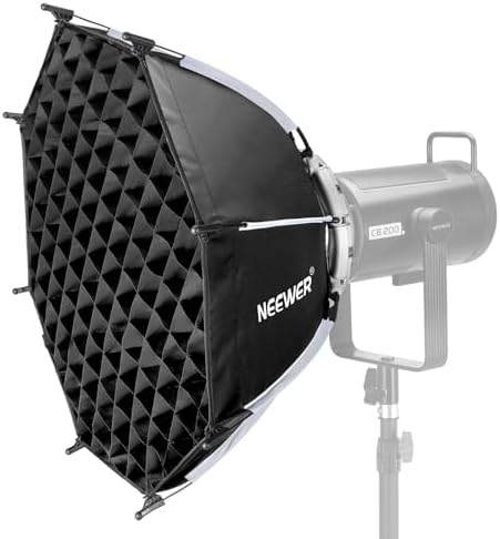 NEEWER 22/55cm Octagonal Softbox  Quick Release Bowens Mount Softbox with Honeycomb Grid  Light Diffusers  Bag for RGB CB60 CB60B CB200B MS60B MS60C MS150B S101 300W/400W Pro Vision 4 Q4  NS22P