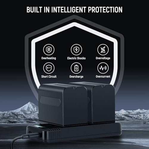 NEEWER 2Pcs NP F970 7800mAh Replacement Batteries with Charger  Type C Battery Compatible with Sony NP F970 F960 F950 F770 F750 F570 F550 FX3 FX30 A7 Canon R5 Nikon Z8  For Handycam LED Light Monitor
