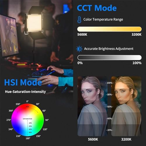 NEEWER 2 Pack 660 PRO RGB LED Video Light with App Control Tripod Stand Kit Studio Panel Key Lighting for Gaming Streaming Zoom YouTube Webex Photography 360 Full Color 50W Dimmable Bi Color
