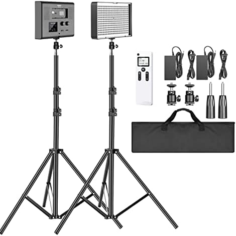 NEEWER 2 Pack 660 PRO RGB LED Video Light with App Control Tripod Stand Kit  Studio Panel Key Lighting for Gaming Streaming Zoom YouTube Webex Photography  360  Full Color  50W Dimmable  Bluetooth