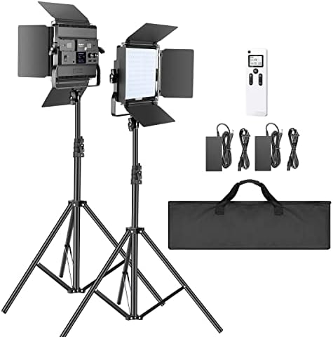 NEEWER 2 Pack 660 PRO RGB LED Video Light with App Control Tripod Stand Kit  Studio Panel Key Lighting for Gaming Streaming Zoom YouTube Webex Photography  360  Full Color  50W Dimmable  Bluetooth