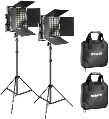NEEWER 2 Pack 660 PRO RGB LED Video Light with App Control Tripod Stand Kit  Studio Panel Key Lighting for Gaming Streaming Zoom YouTube Webex Photography  360  Full Color  50W Dimmable  Bluetooth