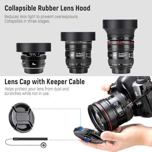 NEEWER 67mm Lens Filter Kit  UV  CPL  FLD  ND2  ND4  ND8  Lens Hood and Lens Cap Compatible with Canon Nikon Sony Panasonic DSLR Cameras with 67mm Lens