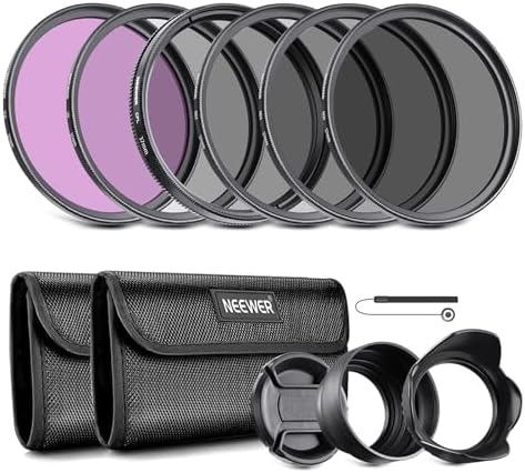 NEEWER 67mm Lens Filter Kit  UV  CPL  FLD  ND2  ND4  ND8  Lens Hood and Lens Cap Compatible with Canon Nikon Sony Panasonic DSLR Cameras with 67mm Lens