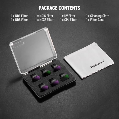 NEEWER 6 Pack ND Filter Set Compatible with DJI Mini 4K/2/Mavic/SE/2 SE  Drone Lens Accessories  Snap On CPL UV Neutral Density Filters ND4/ND8/ND16/ND32  Multi Coated HD Glass Gimbal Safe  FL B31