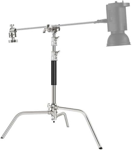 NEEWER Basics 100  Stainless Steel Heavy Duty C Stand with Boom Arm  Max 10 5ft/320cm Photography Light Stand  4 2ft/128cm Holding  2 Grip Heads for Studio Monolight Softbox Reflector  SC320 Lite