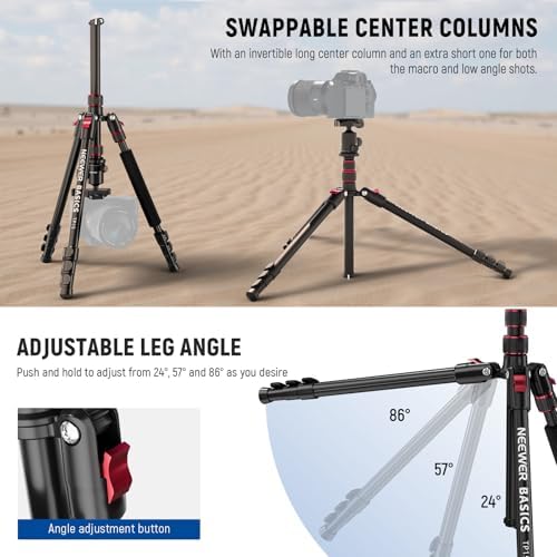 NEEWER Basics Camera Tripod Monopod  71 Aluminum Heavy Duty Portable Travel DSLR Cell Phone Stand with 360  Ball Head Cellphone Holder Mount Compatible with iPhone for Filming Video Recording  TP15