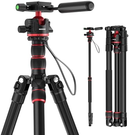NEEWER Basics Camera Tripod Monopod  71 Aluminum Heavy Duty Portable Travel DSLR Cell Phone Stand with 360  Ball Head Cellphone Holder Mount Compatible with iPhone for Filming Video Recording  TP15