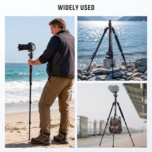 NEEWER Basics Camera Tripod Monopod  71 Aluminum Heavy Duty Portable Travel DSLR Cell Phone Stand with 360  Ball Head Cellphone Holder Mount Compatible with iPhone for Filming Video Recording  TP15