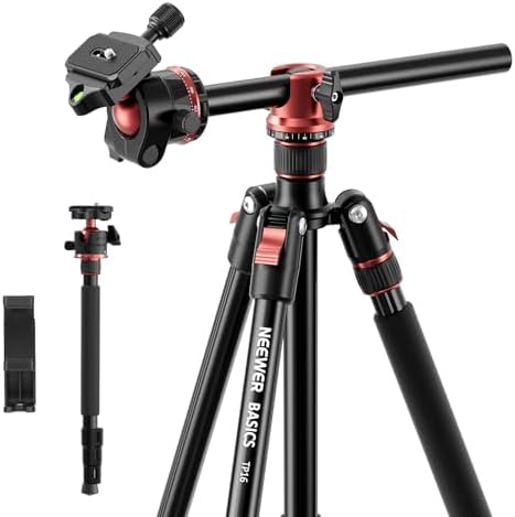NEEWER Basics Camera Tripod Monopod  71 Aluminum Heavy Duty Portable Travel DSLR Cell Phone Stand with 360  Ball Head Cellphone Holder Mount Compatible with iPhone for Filming Video Recording  TP15