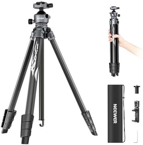 NEEWER Basics Camera Tripod Monopod  71 Aluminum Heavy Duty Portable Travel DSLR Cell Phone Stand with 360  Ball Head Cellphone Holder Mount Compatible with iPhone for Filming Video Recording  TP15